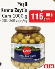 CEM YEŞİL KIRMA ZEYTİN 1000 G